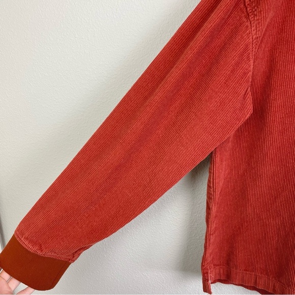 Urban Outfitters Men's Large Teracotta Corduroy Popover Collared Shirt Orange - Picture 7 of 16
